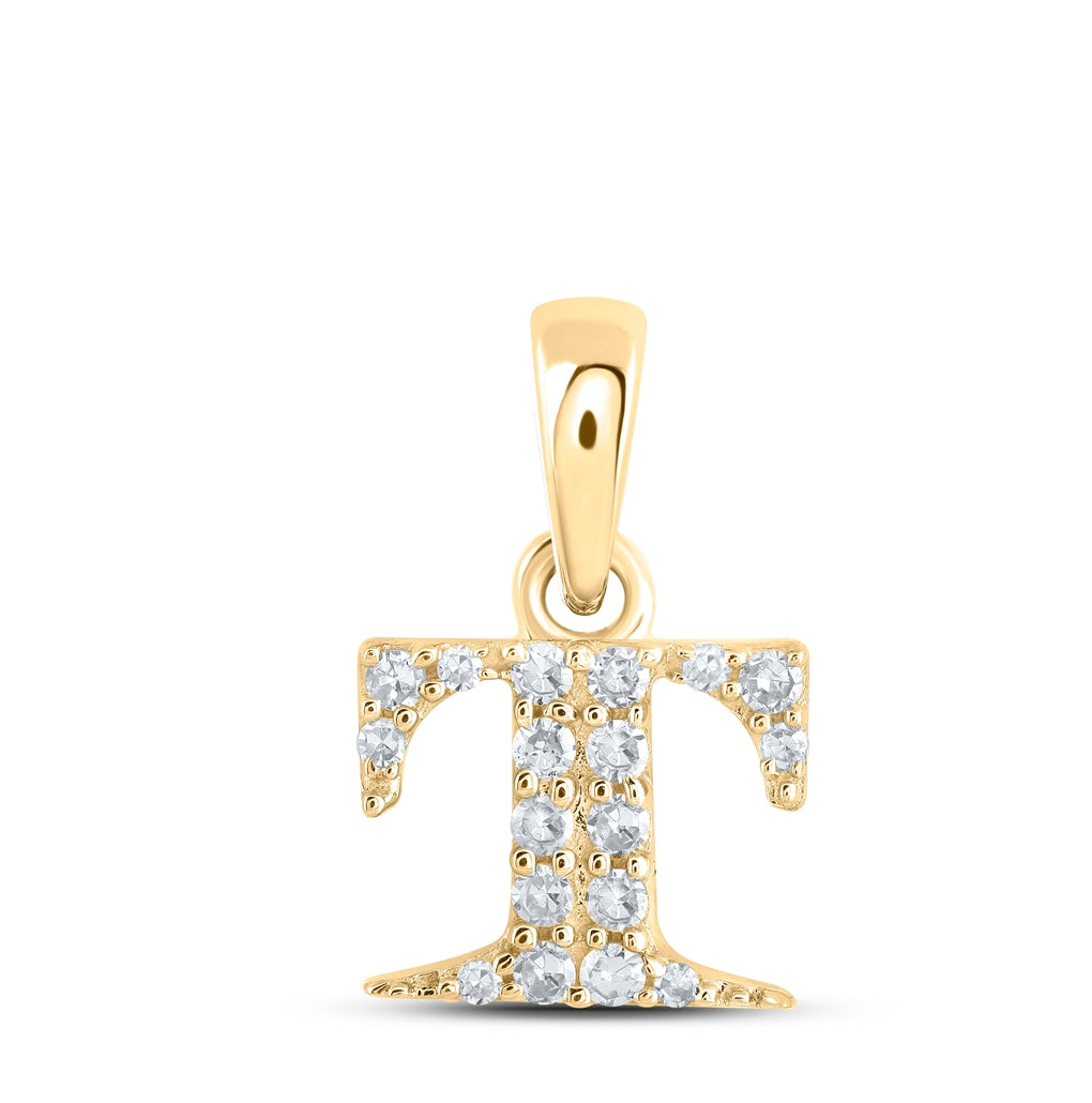 10K Yellow Or White Or Rose Gold Womens Round Diamond Initial Letter Pendant, Length: 0.43 In, Width: 0.29 In