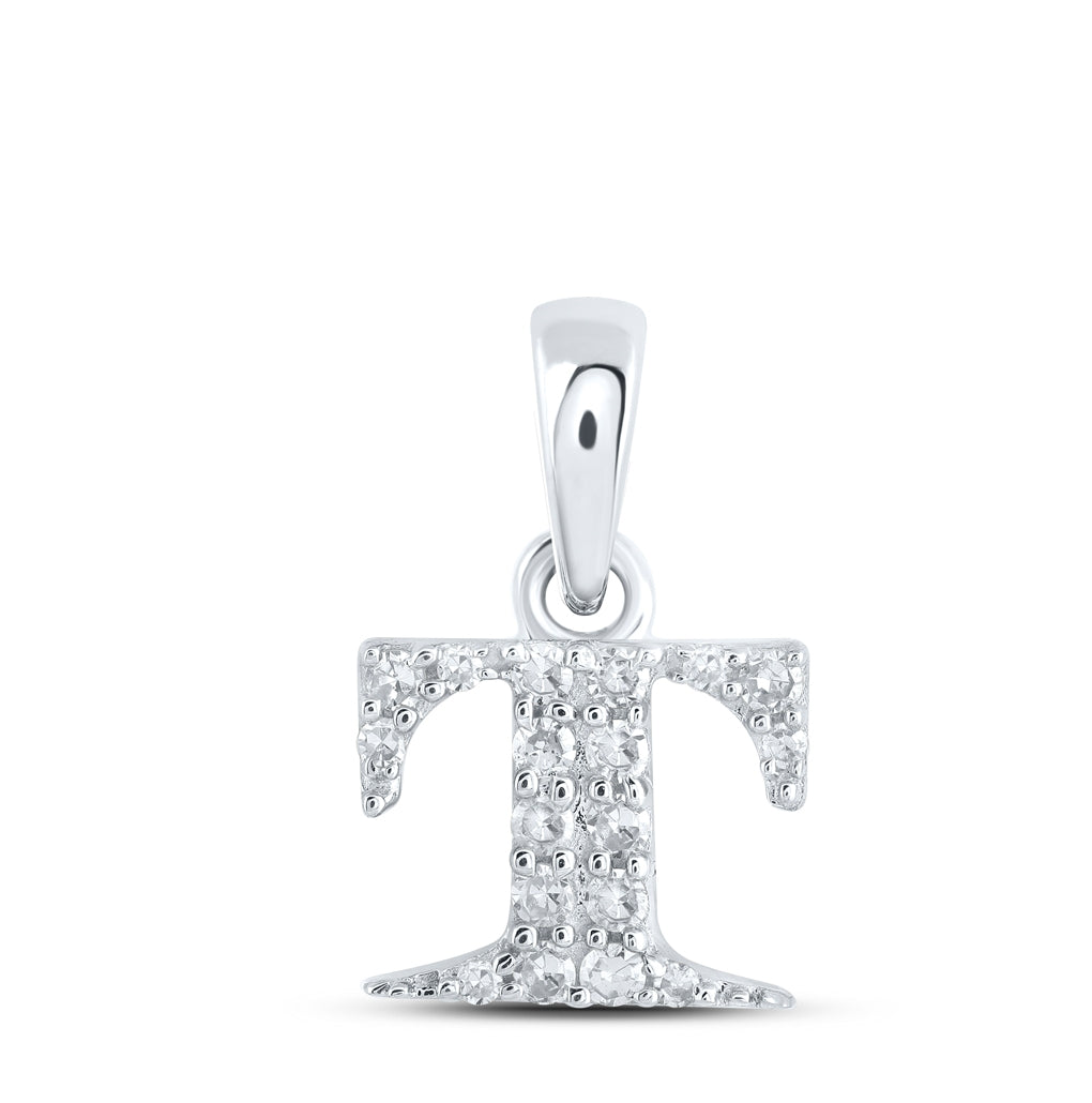 10K Yellow Or White Or Rose Gold Womens Round Diamond Initial Letter Pendant, Length: 0.43 In, Width: 0.29 In
