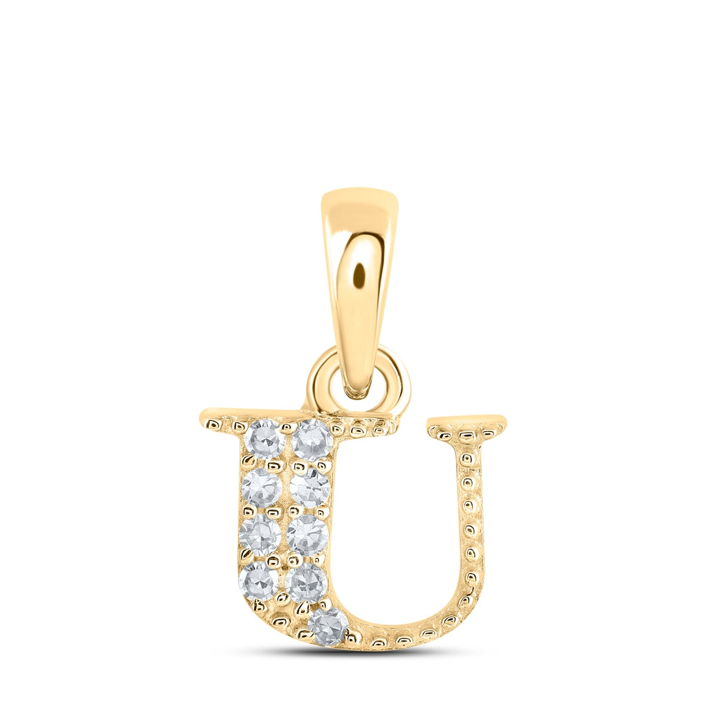 10K Yellow Or White Or Rose Gold Womens Round Diamond Initial Letter Pendant, Length: 0.43 In, Width: 0.29 In