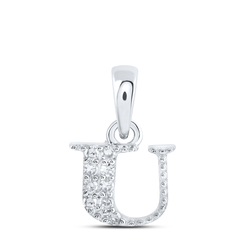 10K Yellow Or White Or Rose Gold Womens Round Diamond Initial Letter Pendant, Length: 0.43 In, Width: 0.29 In