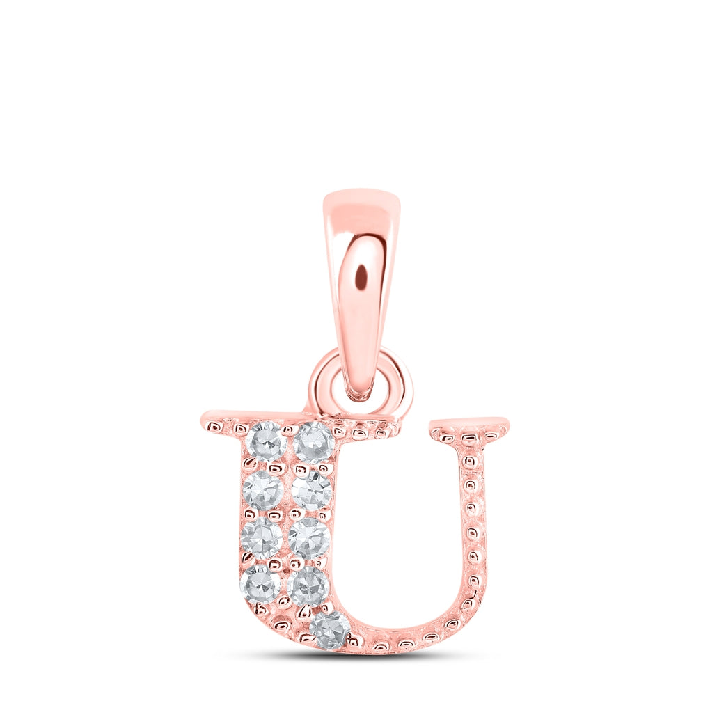 10K Yellow Or White Or Rose Gold Womens Round Diamond Initial Letter Pendant, Length: 0.43 In, Width: 0.29 In
