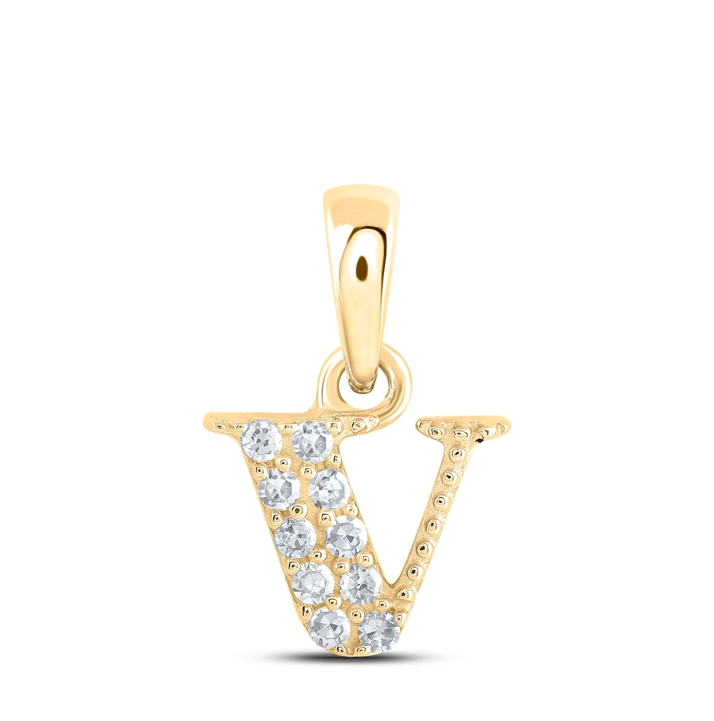 10K Yellow Or White Or Rose Gold Womens Round Diamond Initial Letter Pendant, Length: 0.43 In, Width: 0.29 In