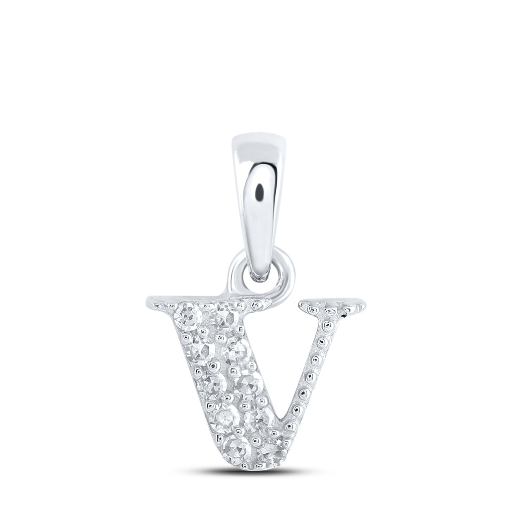 10K Yellow Or White Or Rose Gold Womens Round Diamond Initial Letter Pendant, Length: 0.43 In, Width: 0.29 In