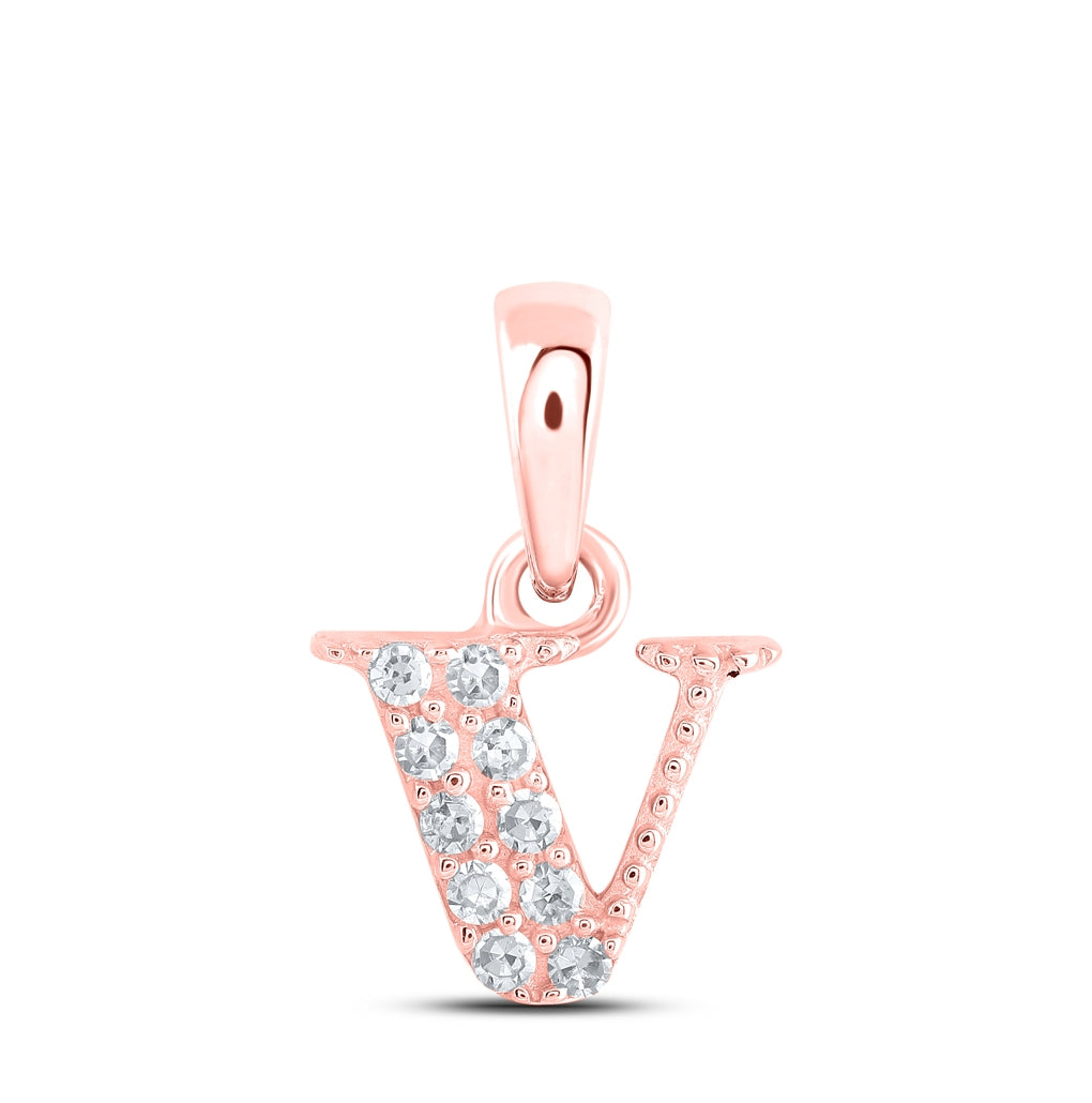 10K Yellow Or White Or Rose Gold Womens Round Diamond Initial Letter Pendant, Length: 0.43 In, Width: 0.29 In