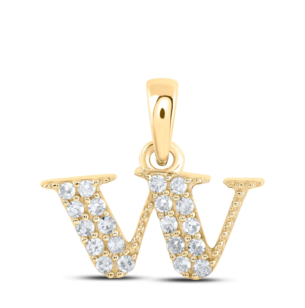 10K Yellow Or White Or Rose Gold Womens Round Diamond Initial Letter Pendant, Length: 0.43 In, Width: 0.29 In