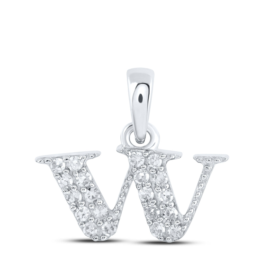 10K Yellow Or White Or Rose Gold Womens Round Diamond Initial Letter Pendant, Length: 0.43 In, Width: 0.29 In