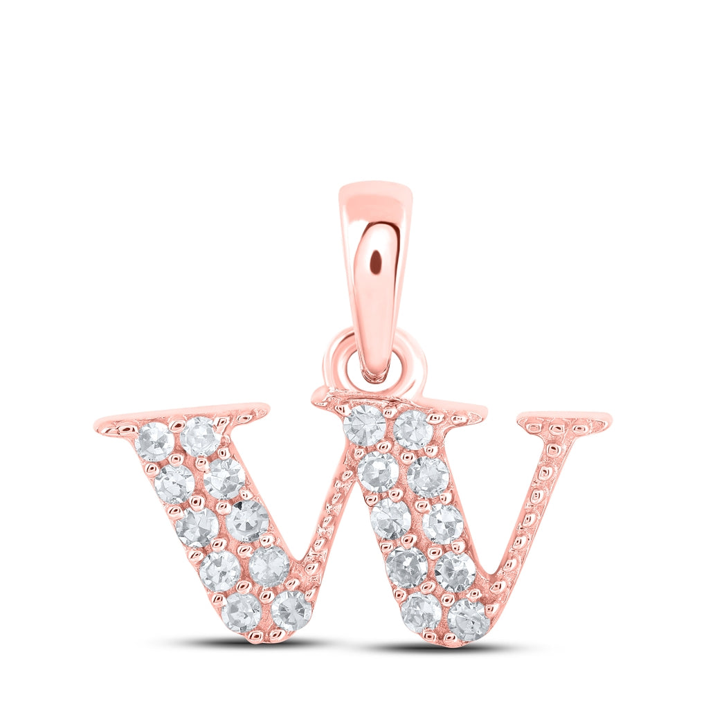 10K Yellow Or White Or Rose Gold Womens Round Diamond Initial Letter Pendant, Length: 0.43 In, Width: 0.29 In