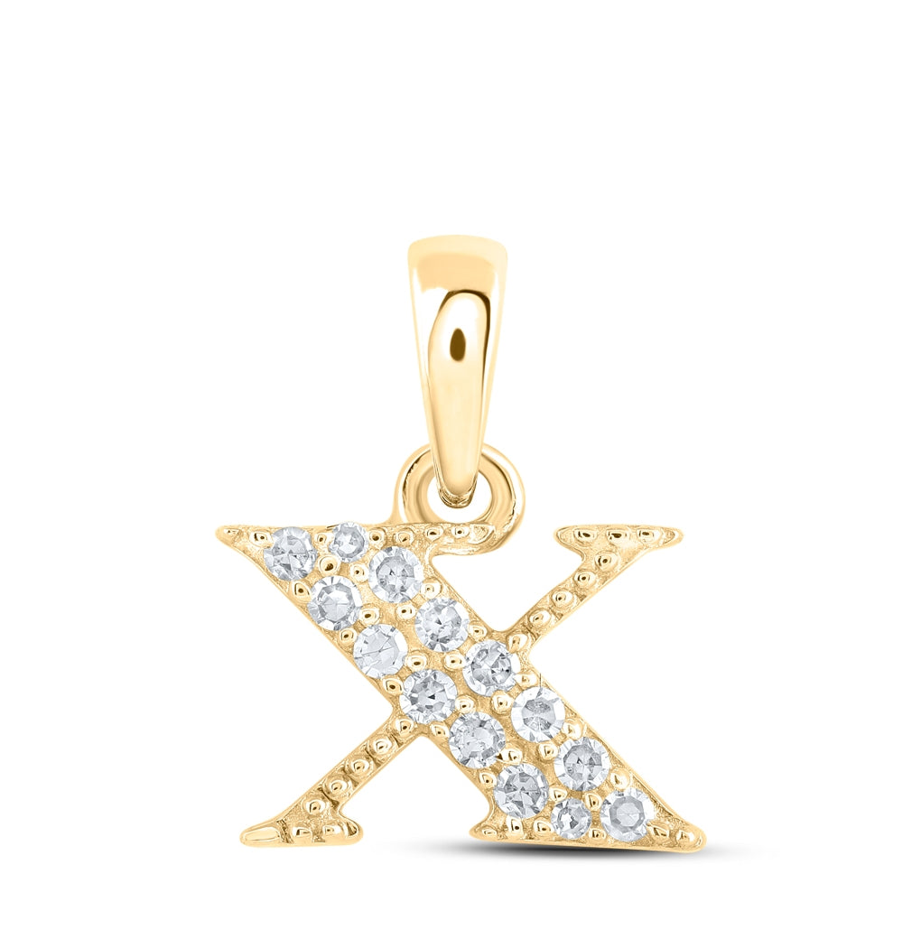 10K Yellow Or White Or Rose Gold Womens Round Diamond Initial Letter Pendant, Length: 0.43 In, Width: 0.29 In
