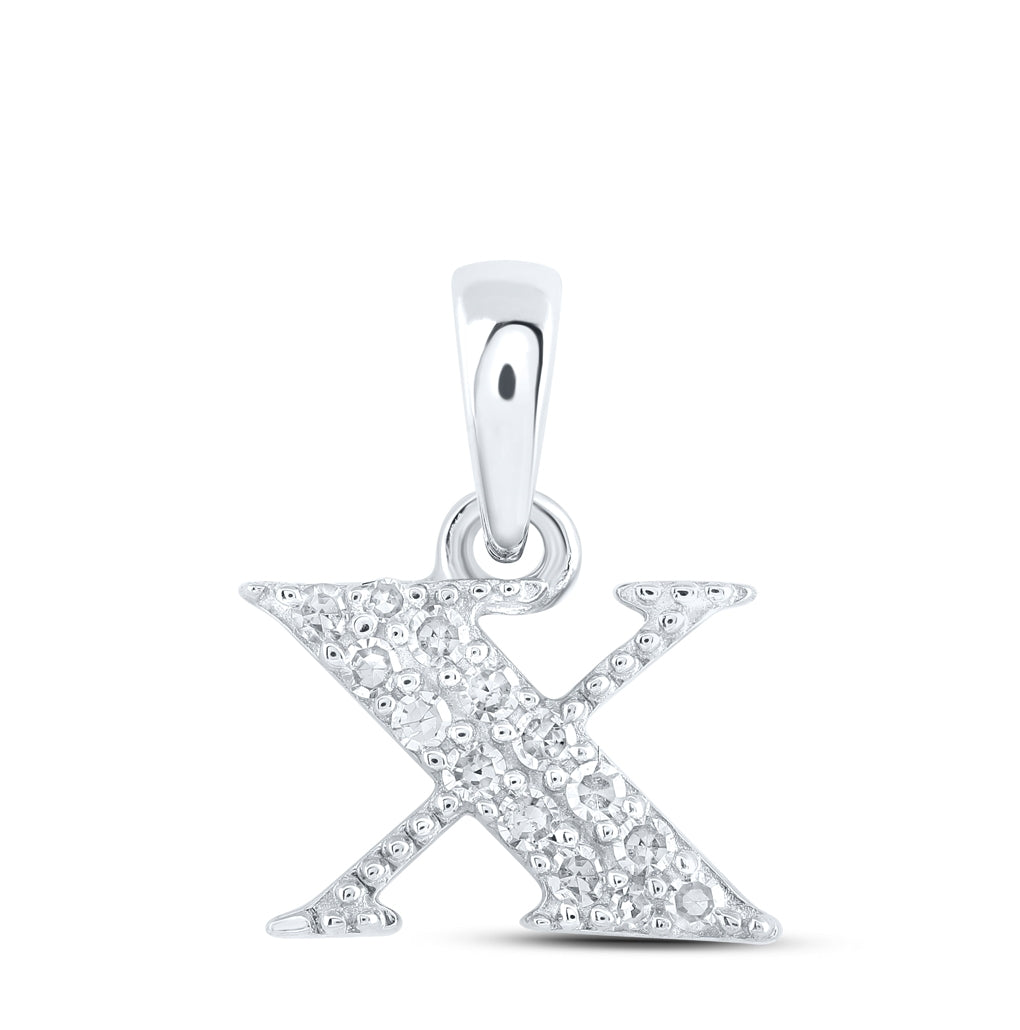 10K Yellow Or White Or Rose Gold Womens Round Diamond Initial Letter Pendant, Length: 0.43 In, Width: 0.29 In