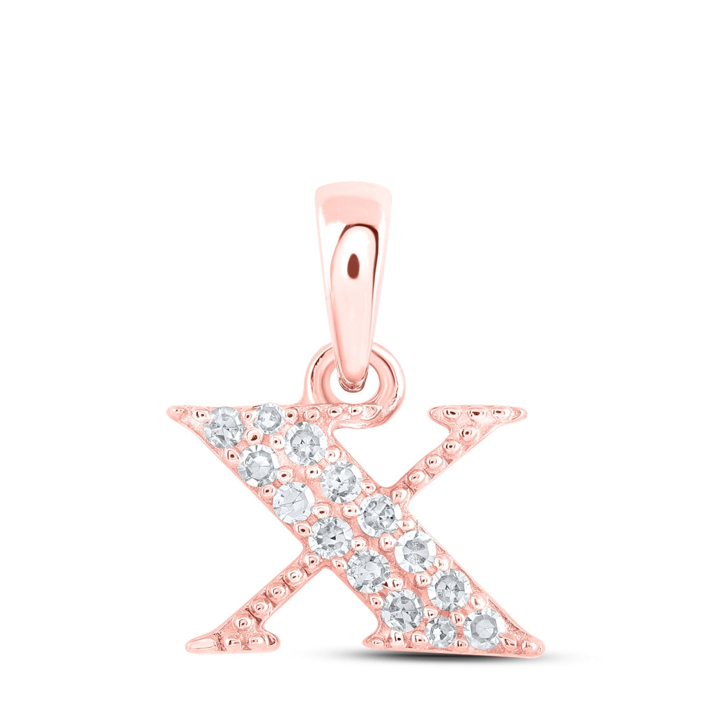 10K Yellow Or White Or Rose Gold Womens Round Diamond Initial Letter Pendant, Length: 0.43 In, Width: 0.29 In
