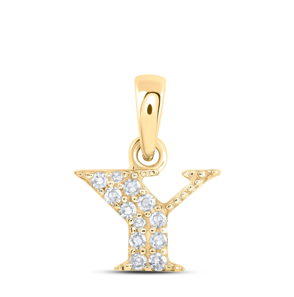 10K Yellow Or White Or Rose Gold Womens Round Diamond Initial Letter Pendant, Length: 0.43 In, Width: 0.29 In