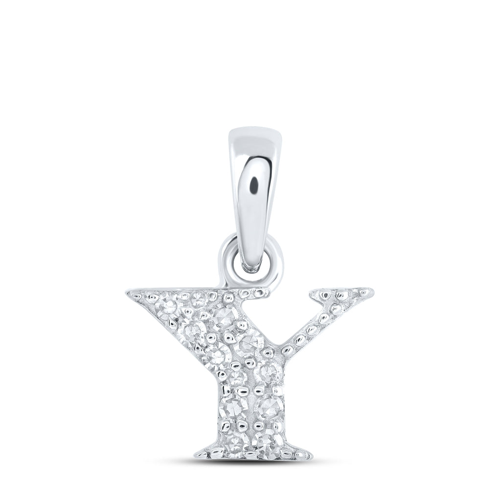 10K Yellow Or White Or Rose Gold Womens Round Diamond Initial Letter Pendant, Length: 0.43 In, Width: 0.29 In