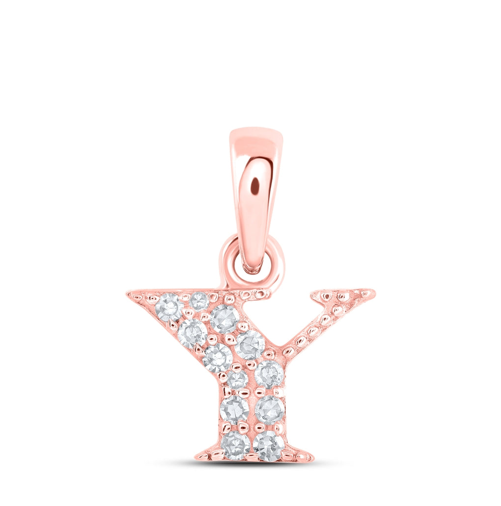 10K Yellow Or White Or Rose Gold Womens Round Diamond Initial Letter Pendant, Length: 0.43 In, Width: 0.29 In