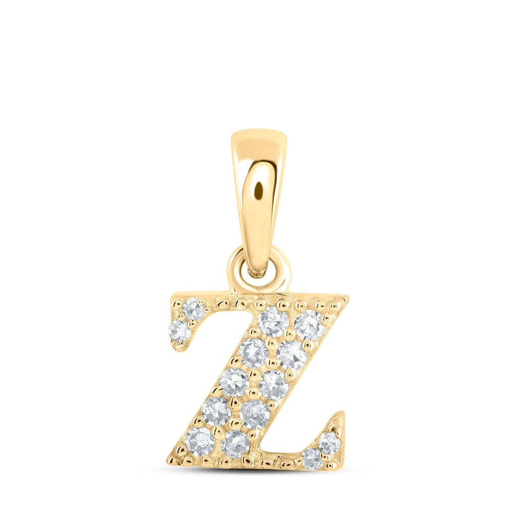 10K Yellow Or White Or Rose Gold Womens Round Diamond Initial Letter Pendant, Length: 0.43 In, Width: 0.29 In
