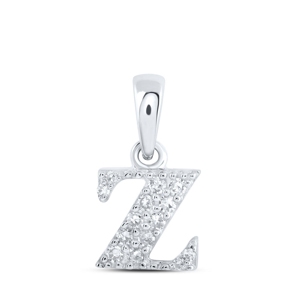10K Yellow Or White Or Rose Gold Womens Round Diamond Initial Letter Pendant, Length: 0.43 In, Width: 0.29 In