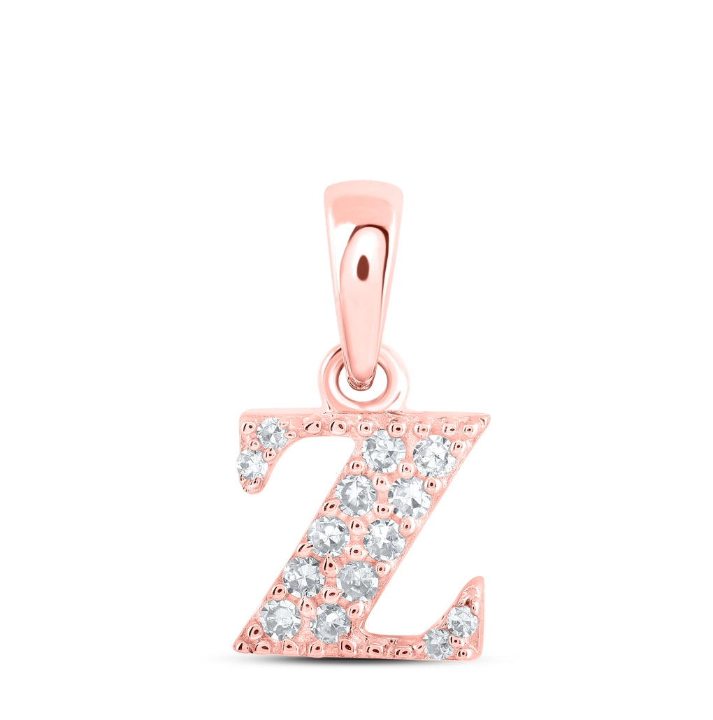 10K Yellow Or White Or Rose Gold Womens Round Diamond Initial Letter Pendant, Length: 0.43 In, Width: 0.29 In
