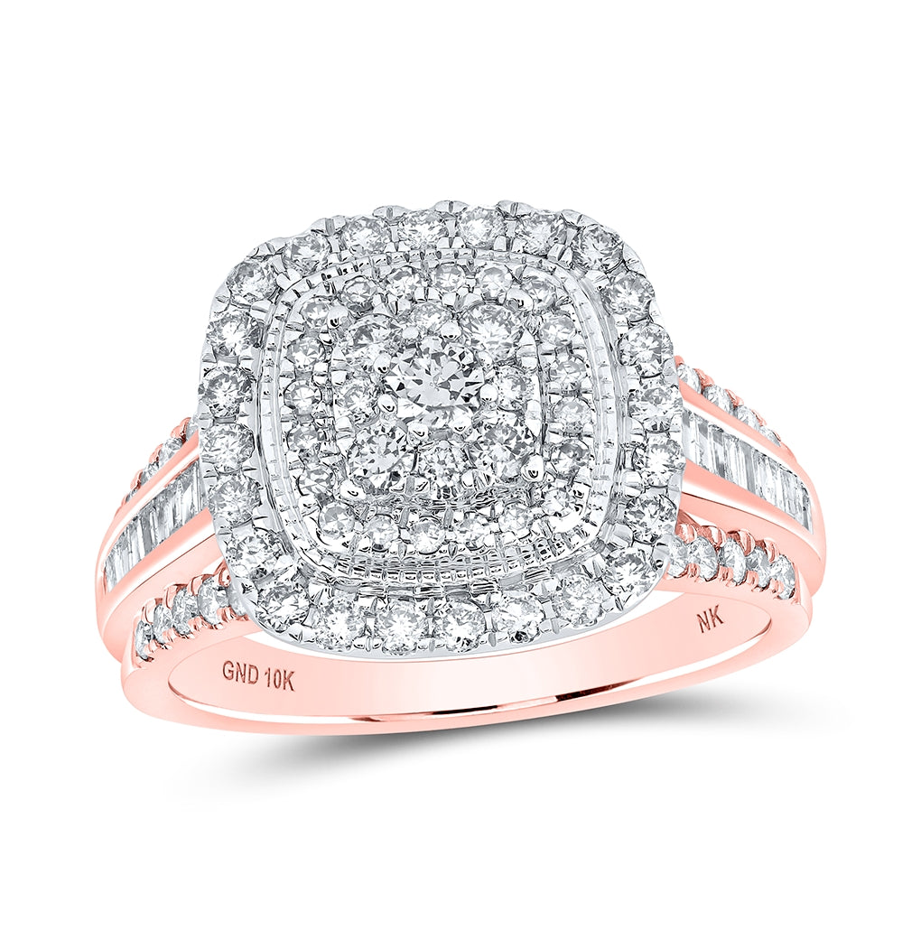 10K Yellow Or White Or Rose Gold Womens Round Diamond Square Ring , Womens Size: 5-10