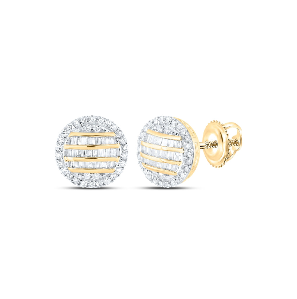 10K Yellow Gold Round Diamond Circle Earrings 5/8 Cttw