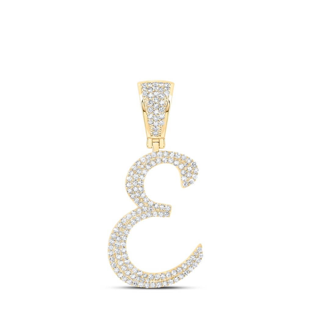 10K Yellow Or White Or Rose Gold Mens Round Diamond Initial Letter Charm Pendant