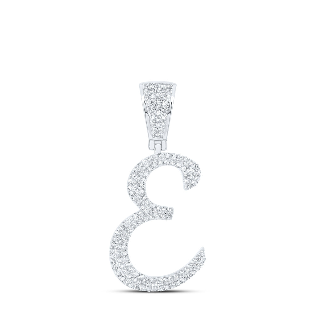 10K Yellow Or White Or Rose Gold Mens Round Diamond Initial Letter Charm Pendant