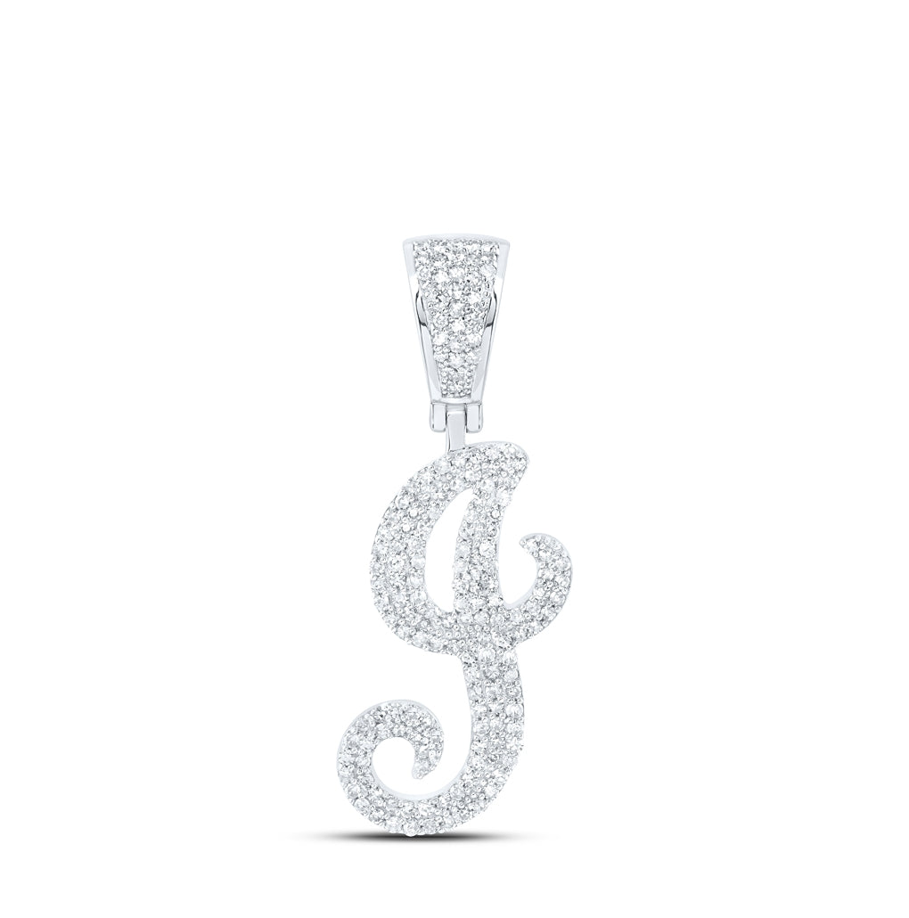 10K Yellow Or White Or Rose Gold Mens Round Diamond Initial Letter Charm Pendant