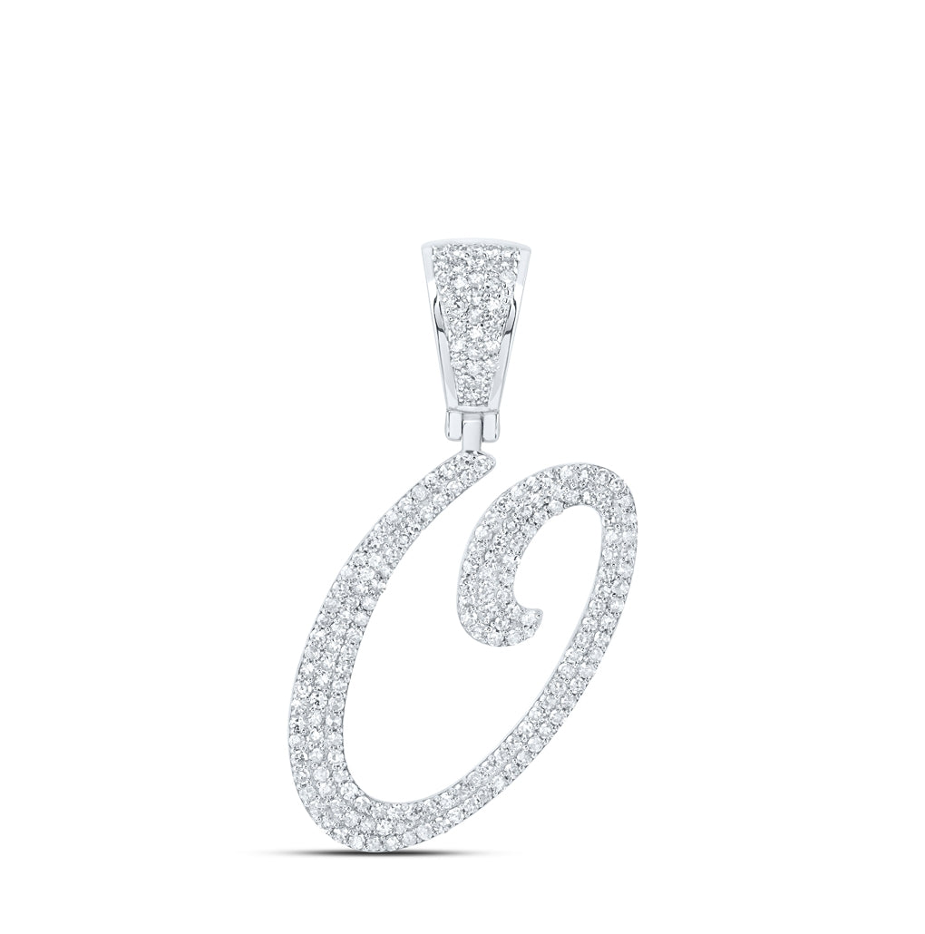 10K Yellow Or White Or Rose Gold Mens Round Diamond Initial Letter Charm Pendant