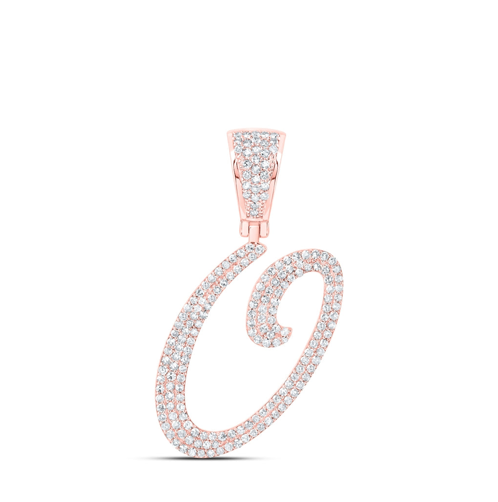 10K Yellow Or White Or Rose Gold Mens Round Diamond Initial Letter Charm Pendant