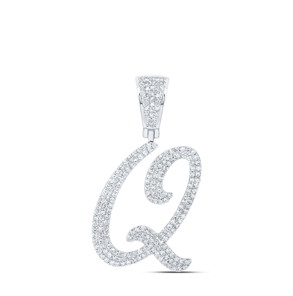 10K Yellow Or White Or Rose Gold Mens Round Diamond Initial Letter Charm Pendant