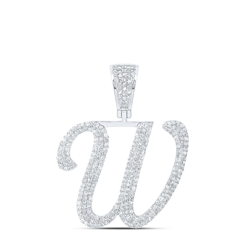 10K Yellow Or White Or Rose Gold Mens Round Diamond Initial Letter Charm Pendant