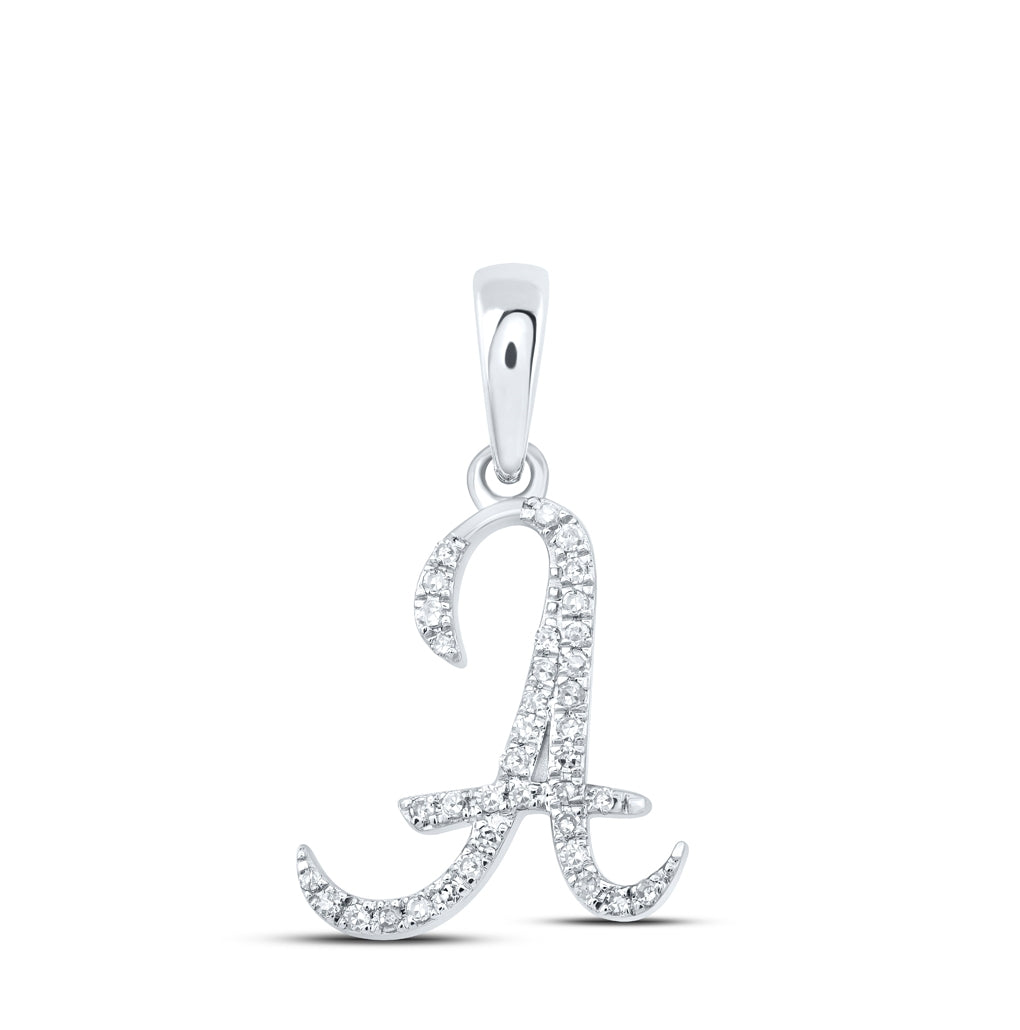 10K Yellow Or White Or Rose Gold Womens Round Diamond Initial Letter Pendant, Length: 0.84 In, Width: 0.47 In