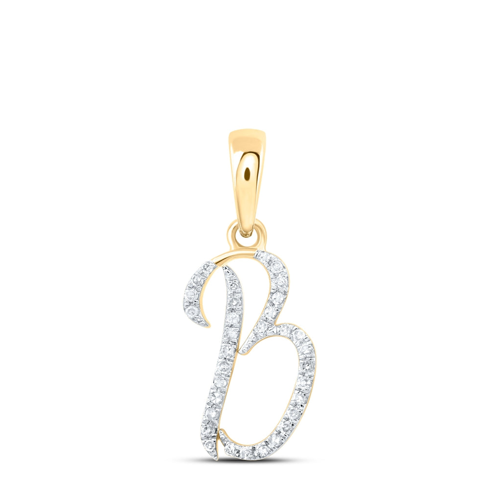 10K Yellow Or White Or Rose Gold Womens Round Diamond Initial Letter Pendant, Length: 0.84 In, Width: 0.47 In