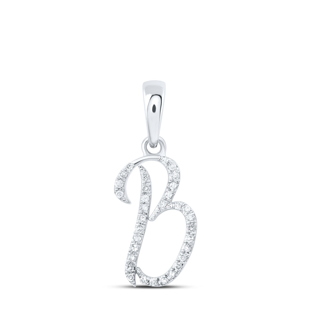 10K Yellow Or White Or Rose Gold Womens Round Diamond Initial Letter Pendant, Length: 0.84 In, Width: 0.47 In