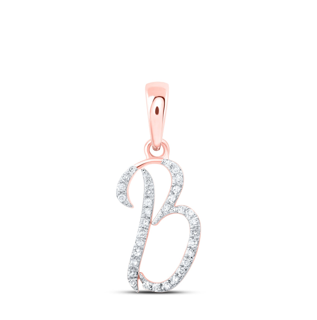 10K Yellow Or White Or Rose Gold Womens Round Diamond Initial Letter Pendant, Length: 0.84 In, Width: 0.47 In