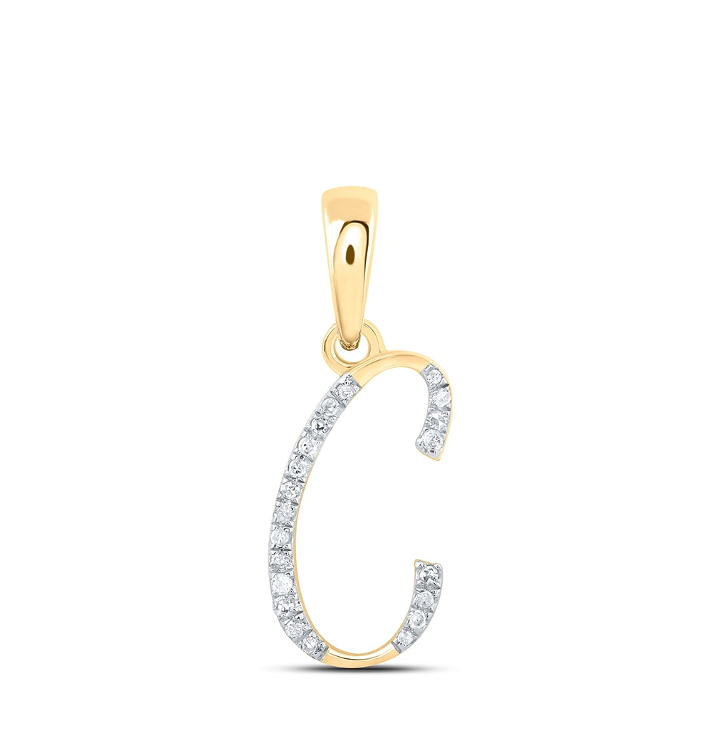 10K Yellow Or White Or Rose Gold Womens Round Diamond Initial Letter Pendant, Length: 0.84 In, Width: 0.47 In