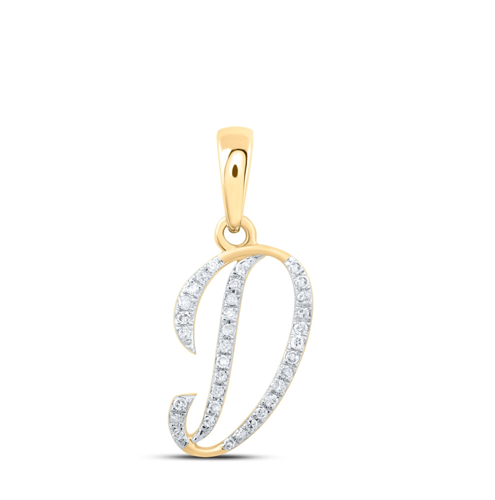 10K Yellow Or White Or Rose Gold Womens Round Diamond Initial Letter Pendant, Length: 0.84 In, Width: 0.47 In