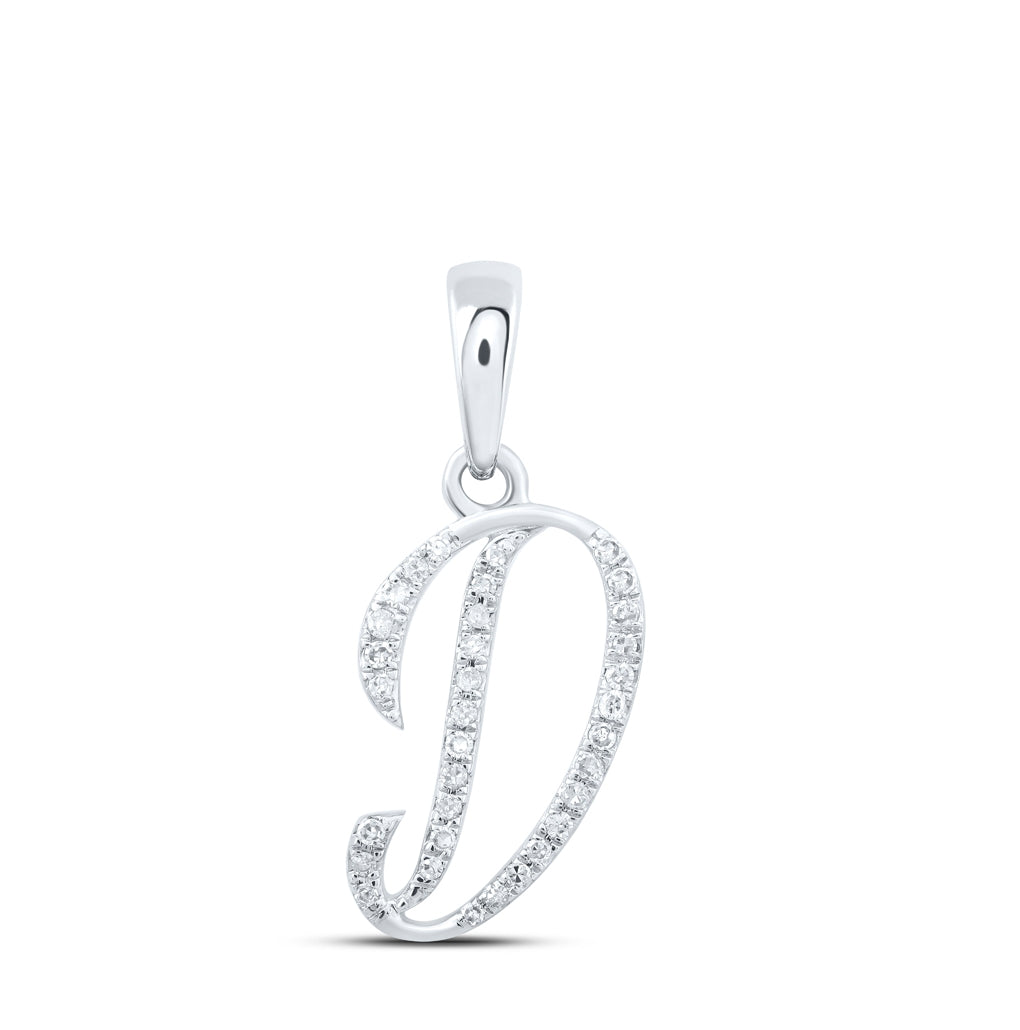 10K Yellow Or White Or Rose Gold Womens Round Diamond Initial Letter Pendant, Length: 0.84 In, Width: 0.47 In