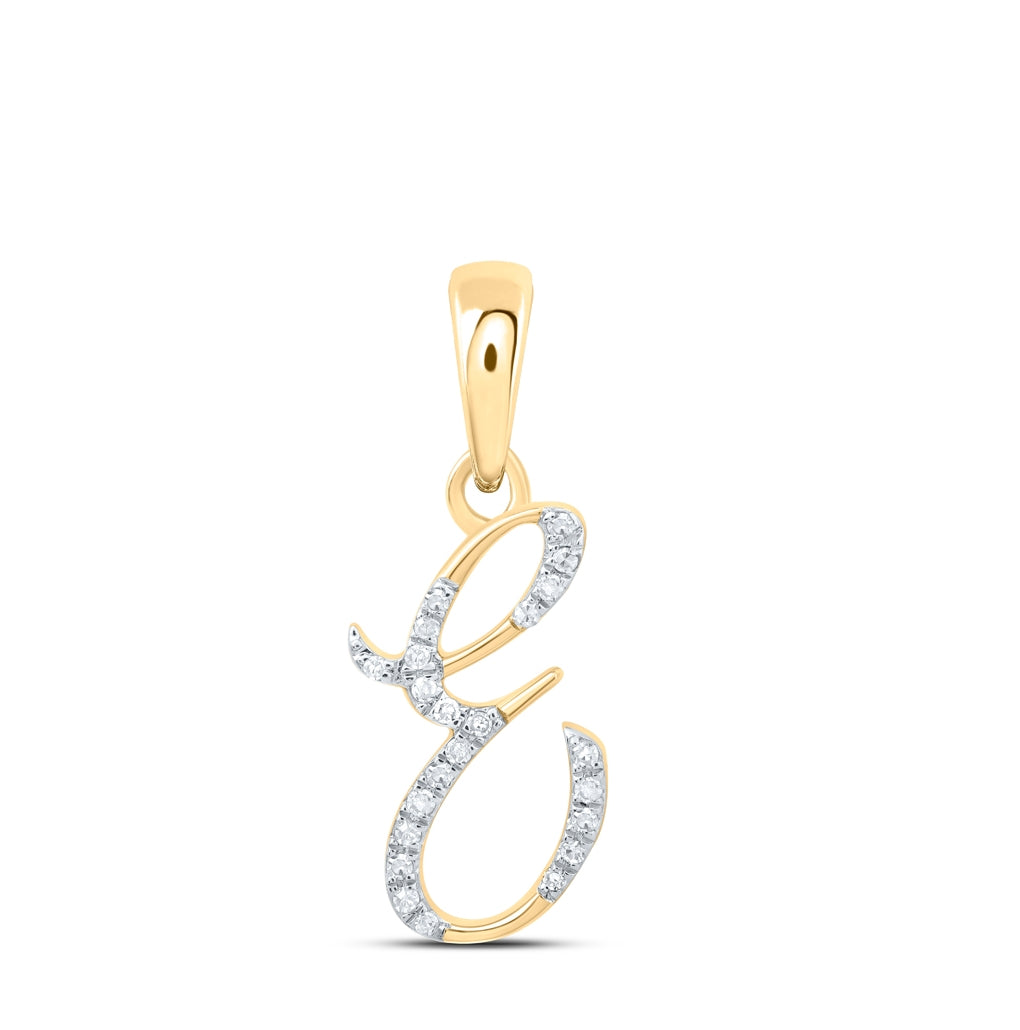 10K Yellow Or White Or Rose Gold Womens Round Diamond Initial Letter Pendant, Length: 0.84 In, Width: 0.47 In