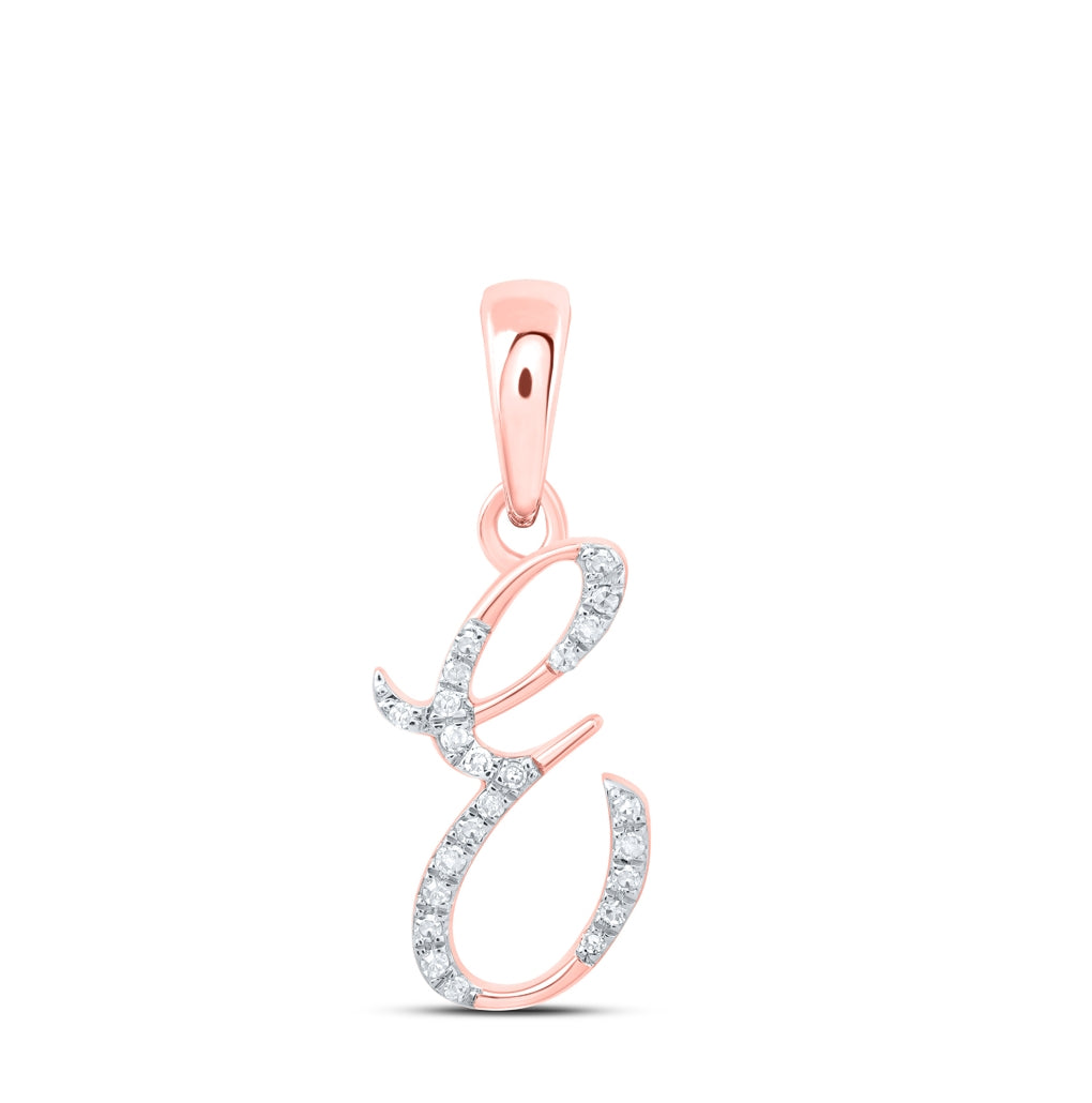 10K Yellow Or White Or Rose Gold Womens Round Diamond Initial Letter Pendant, Length: 0.84 In, Width: 0.47 In