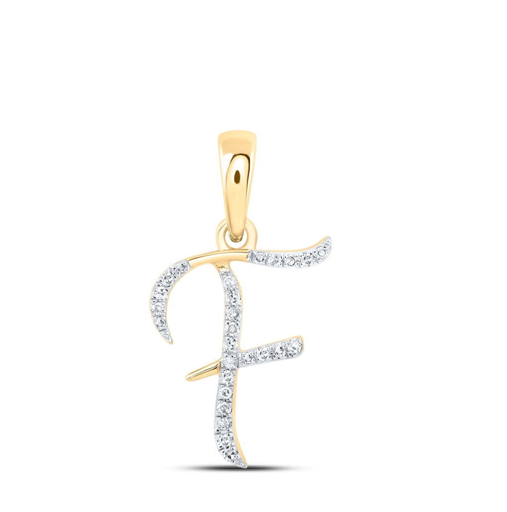 10K Yellow Or White Or Rose Gold Womens Round Diamond Initial Letter Pendant, Length: 0.84 In, Width: 0.47 In