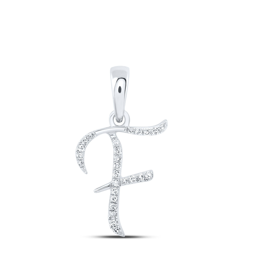 10K Yellow Or White Or Rose Gold Womens Round Diamond Initial Letter Pendant, Length: 0.84 In, Width: 0.47 In