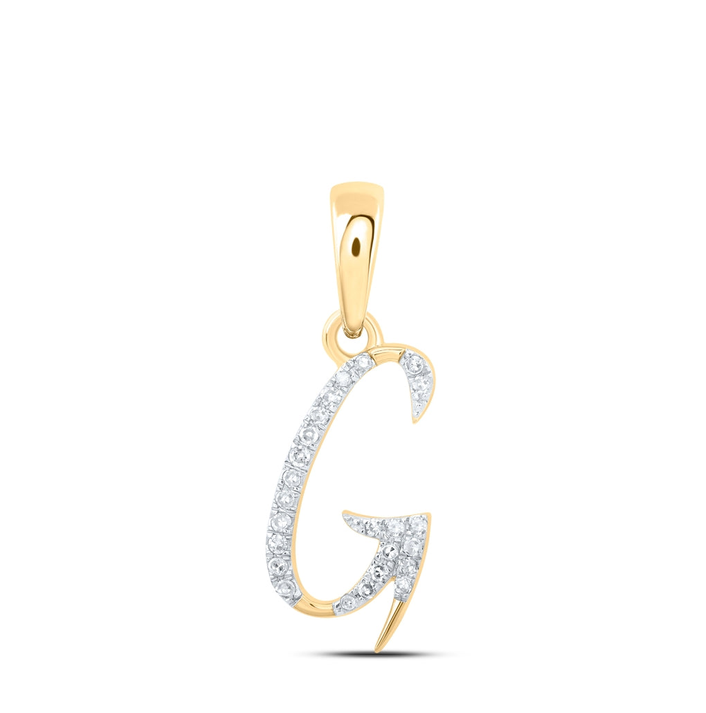 10K Yellow Or White Or Rose Gold Womens Round Diamond Initial Letter Pendant, Length: 0.84 In, Width: 0.47 In