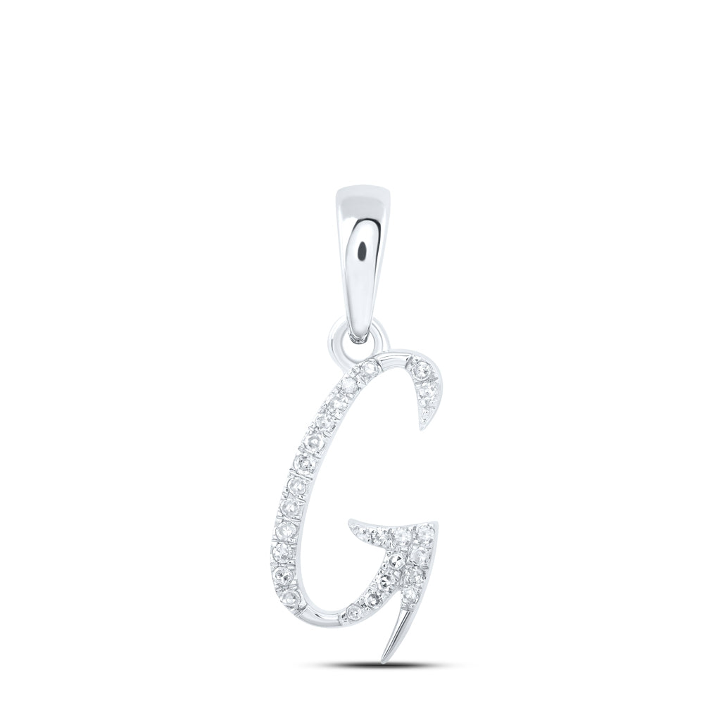 10K Yellow Or White Or Rose Gold Womens Round Diamond Initial Letter Pendant, Length: 0.84 In, Width: 0.47 In