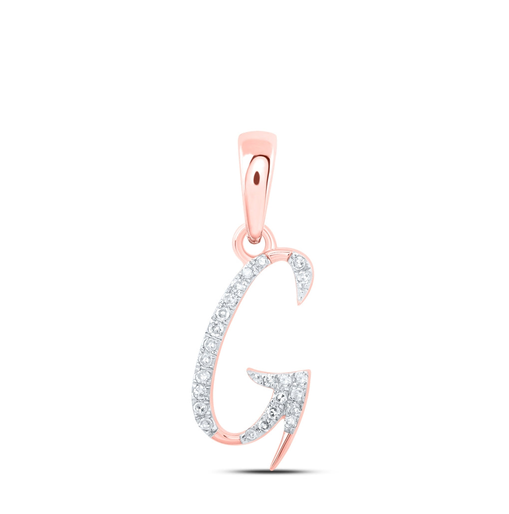 10K Yellow Or White Or Rose Gold Womens Round Diamond Initial Letter Pendant, Length: 0.84 In, Width: 0.47 In