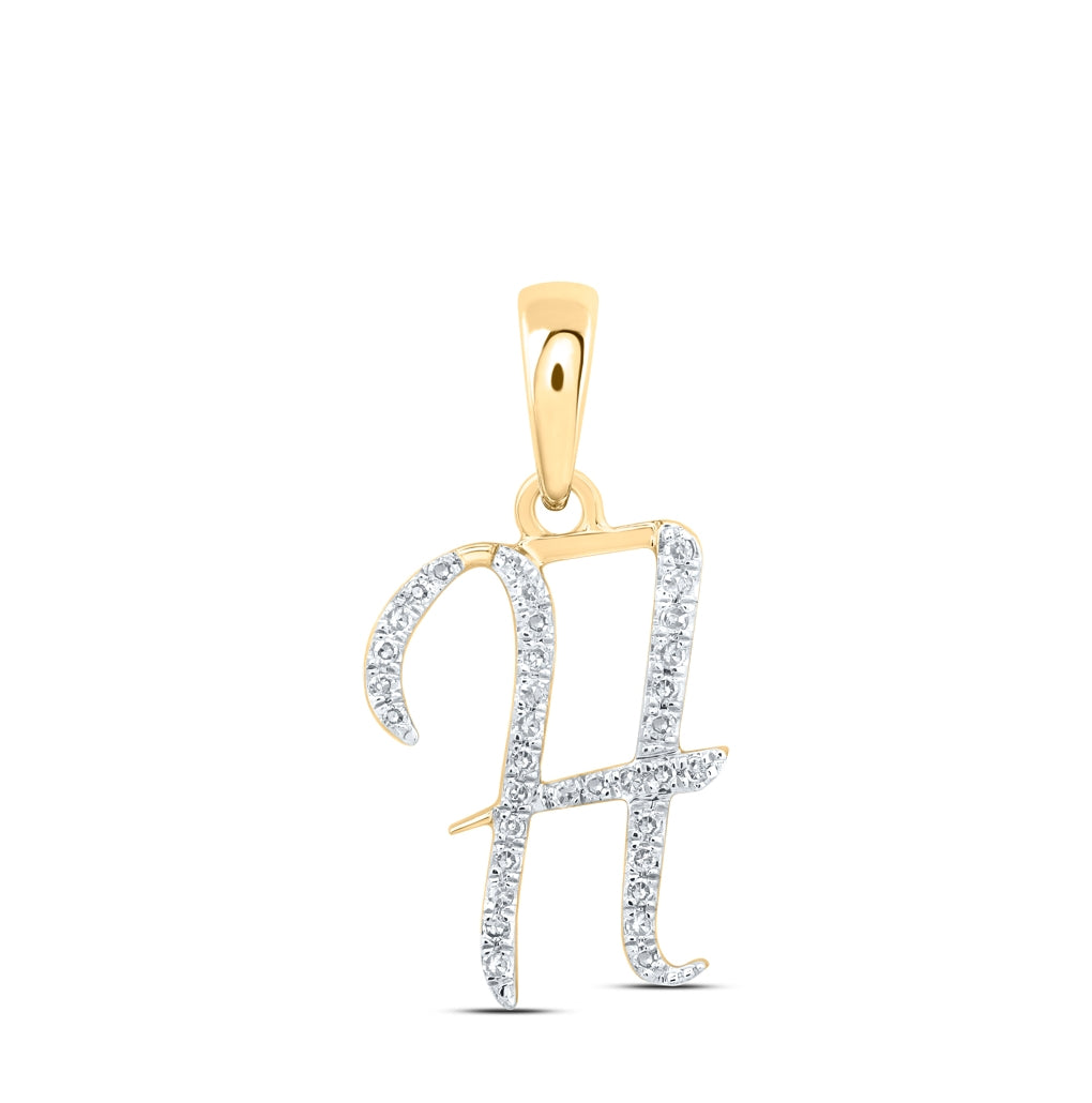 10K Yellow Or White Or Rose Gold Womens Round Diamond Initial Letter Pendant, Length: 0.84 In, Width: 0.47 In