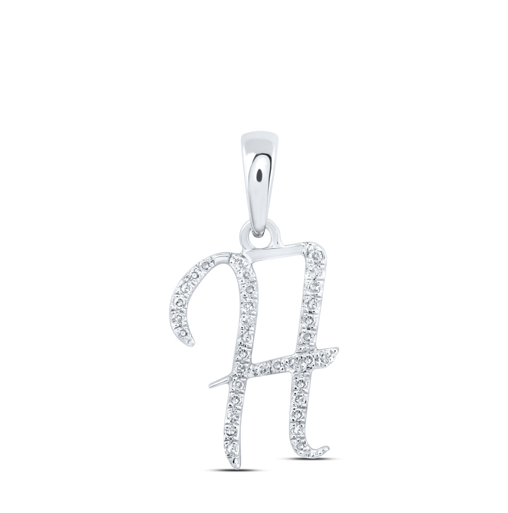10K Yellow Or White Or Rose Gold Womens Round Diamond Initial Letter Pendant, Length: 0.84 In, Width: 0.47 In
