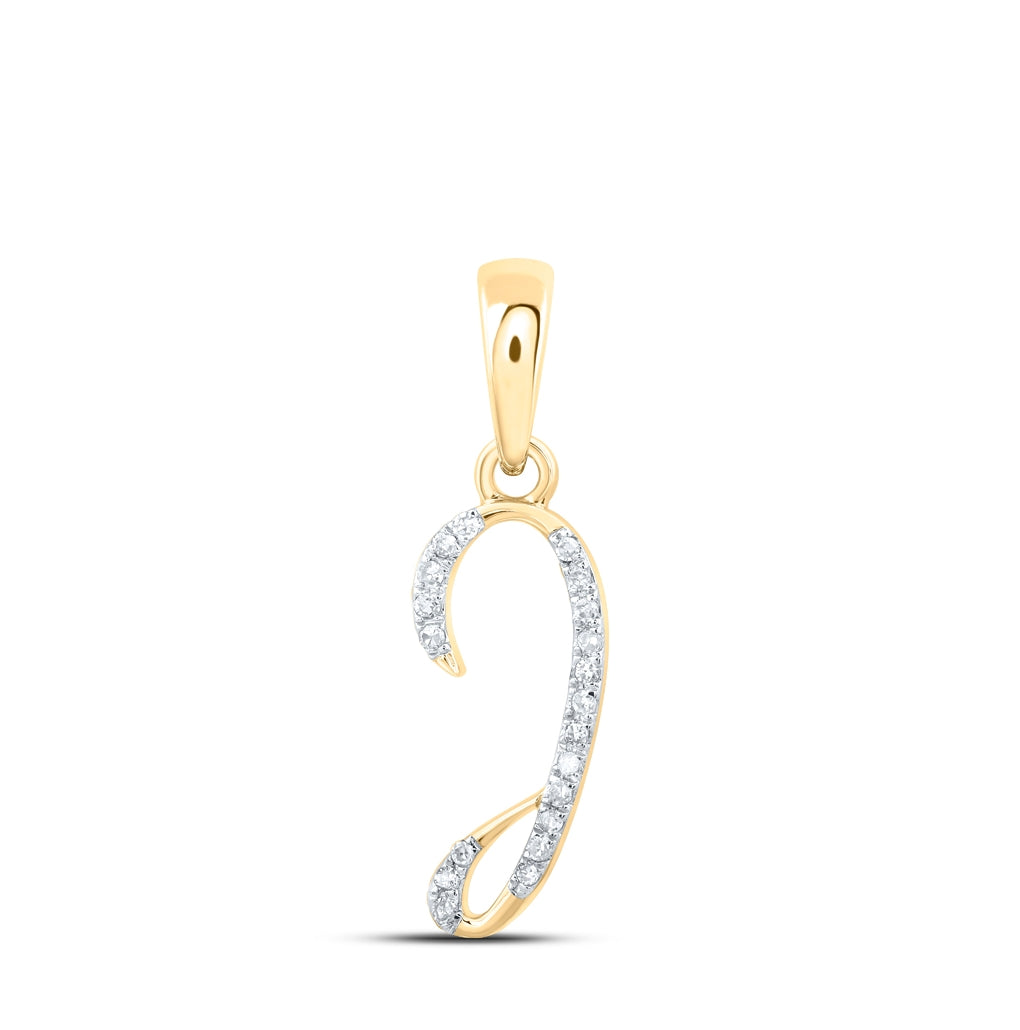 10K Yellow Or White Or Rose Gold Womens Round Diamond Initial Letter Pendant, Length: 0.84 In, Width: 0.47 In