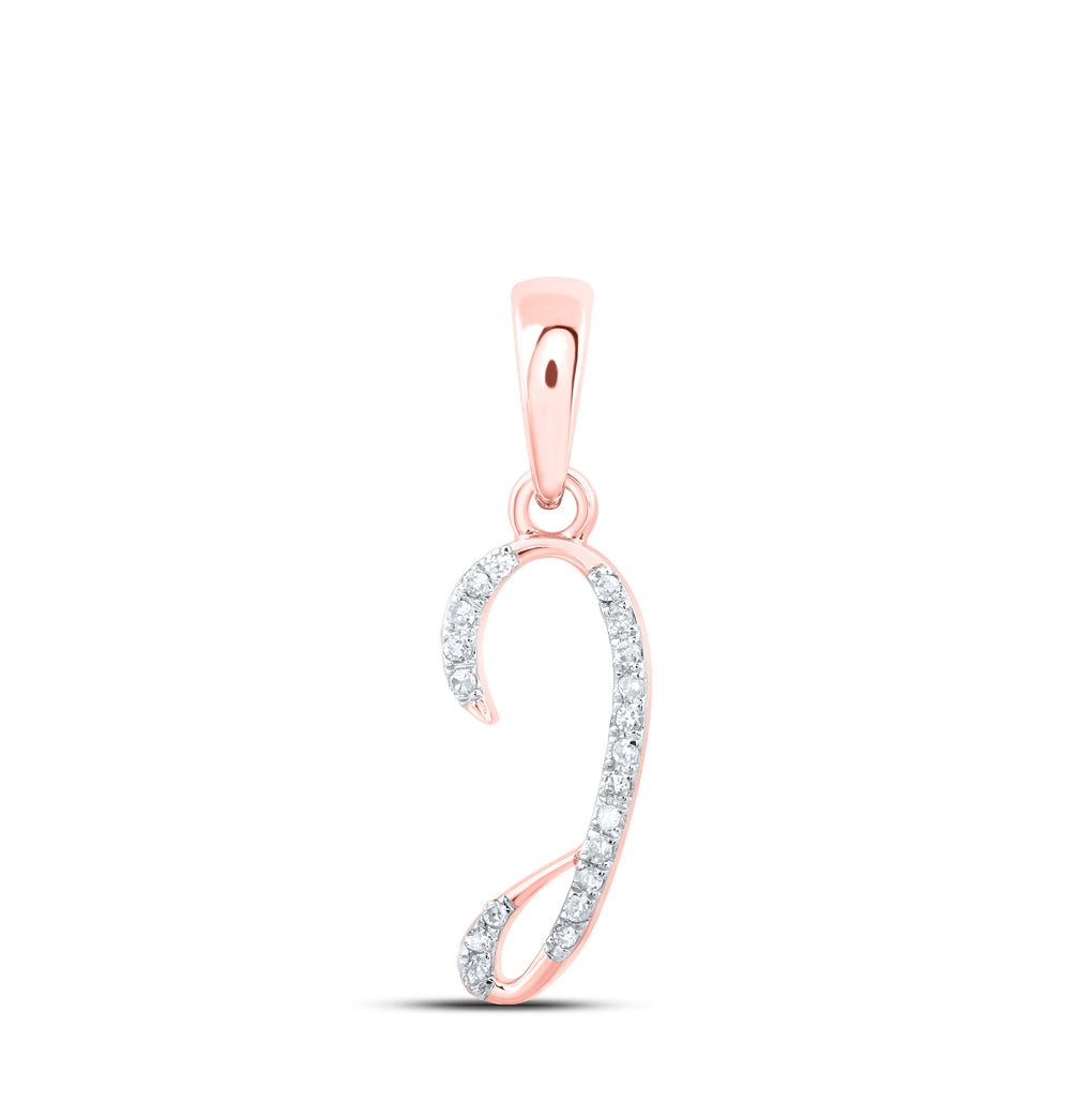 10K Yellow Or White Or Rose Gold Womens Round Diamond Initial Letter Pendant, Length: 0.84 In, Width: 0.47 In
