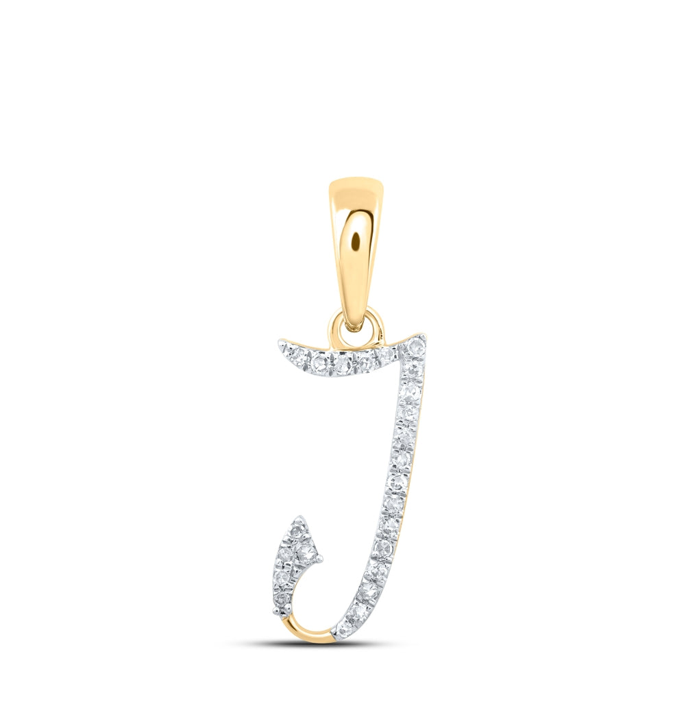 10K Yellow Or White Or Rose Gold Womens Round Diamond Initial Letter Pendant, Length: 0.84 In, Width: 0.47 In