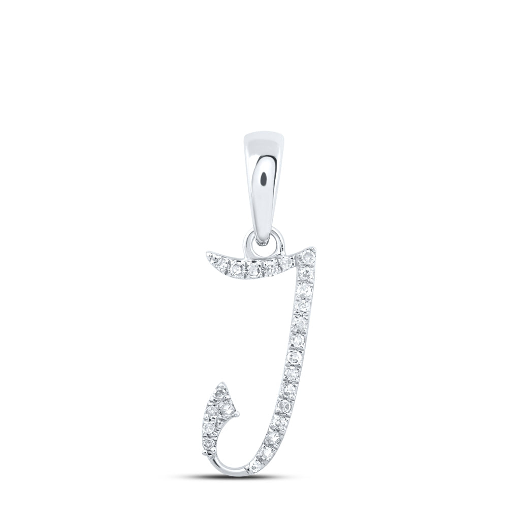 10K Yellow Or White Or Rose Gold Womens Round Diamond Initial Letter Pendant, Length: 0.84 In, Width: 0.47 In