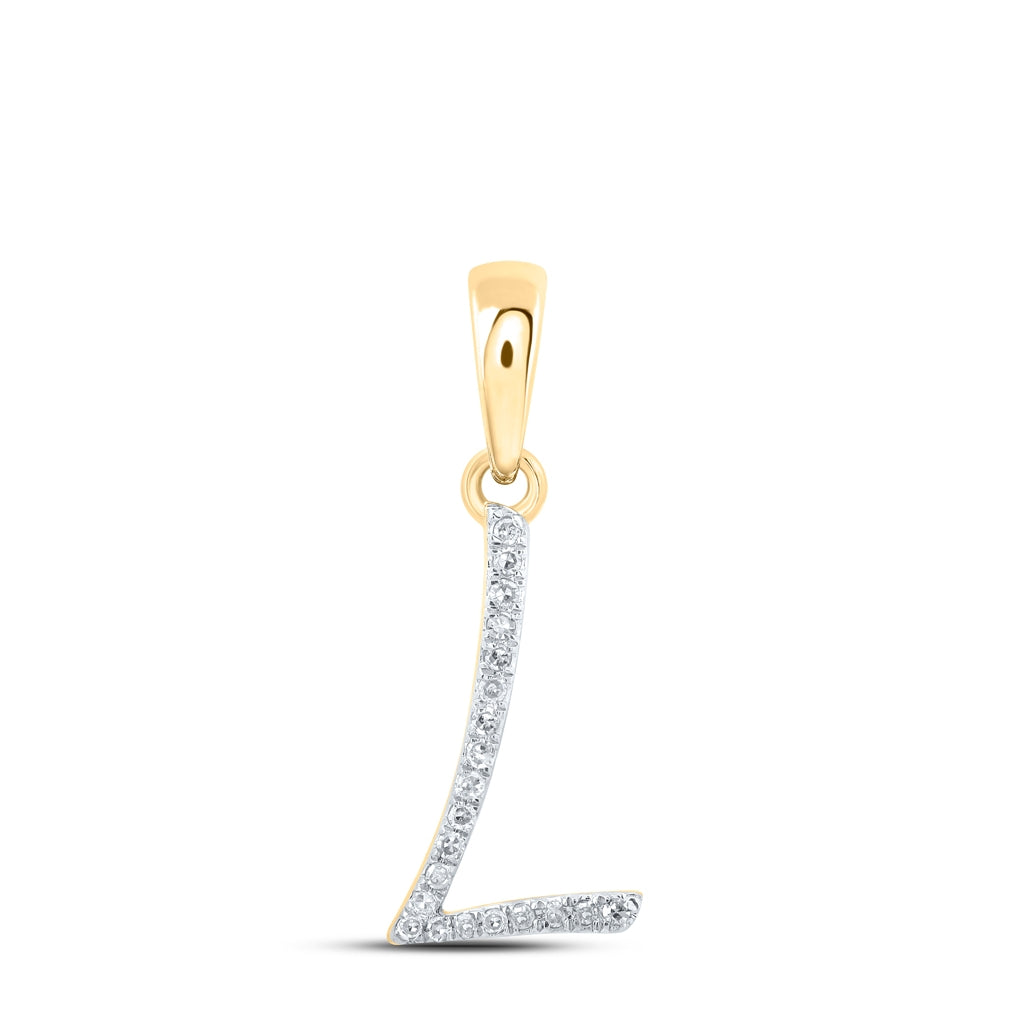10K Yellow Or White Or Rose Gold Womens Round Diamond Initial Letter Pendant, Length: 0.84 In, Width: 0.47 In